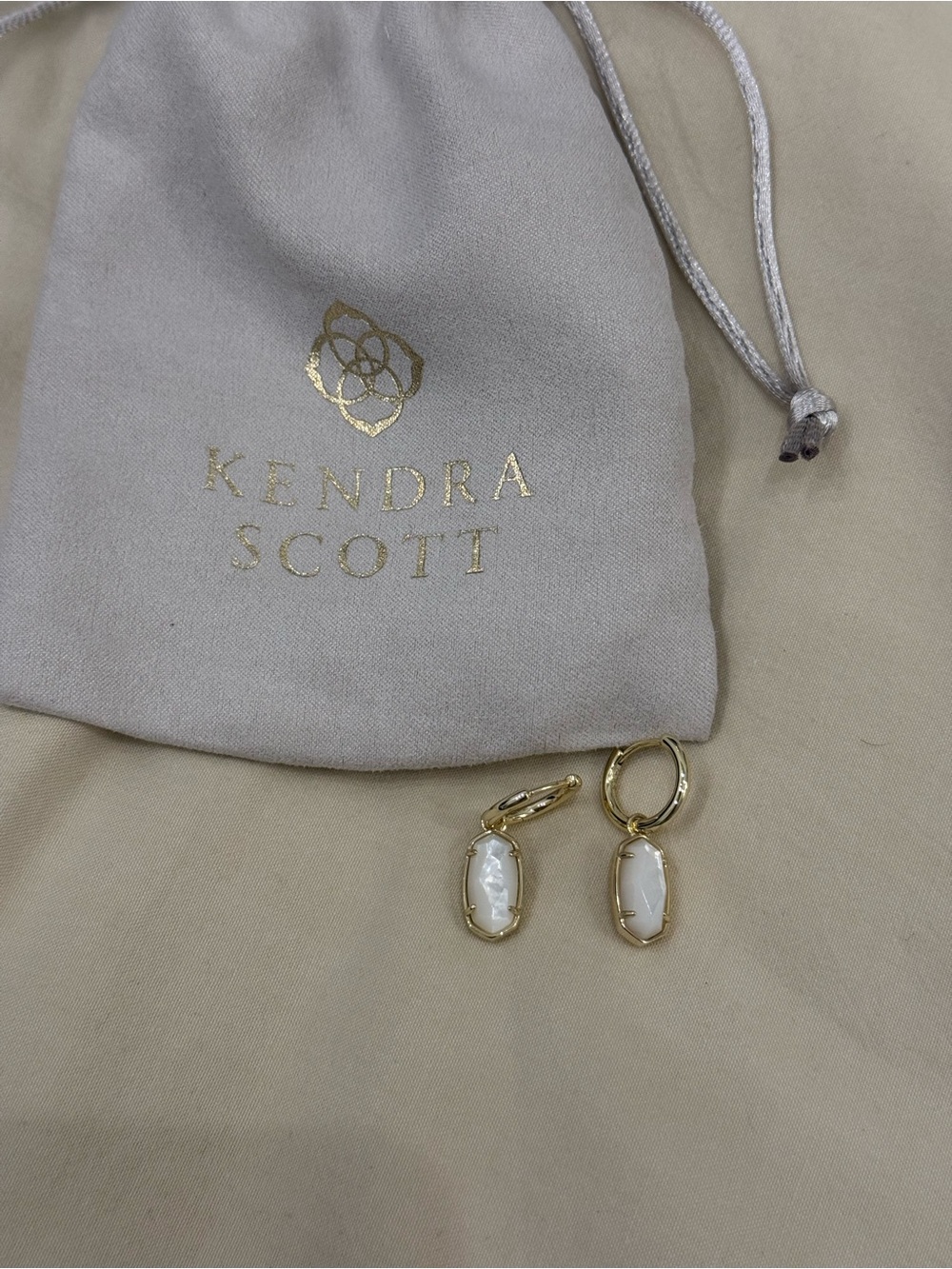 Scott Gold Earrings with White Stones